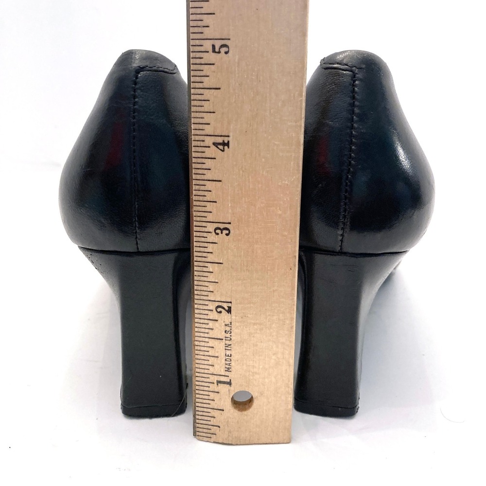 Vtg Andrew Geller Magic Maestro Heels Pumps Womens 7 Black Leather Square Toe - Picture 5 of 9